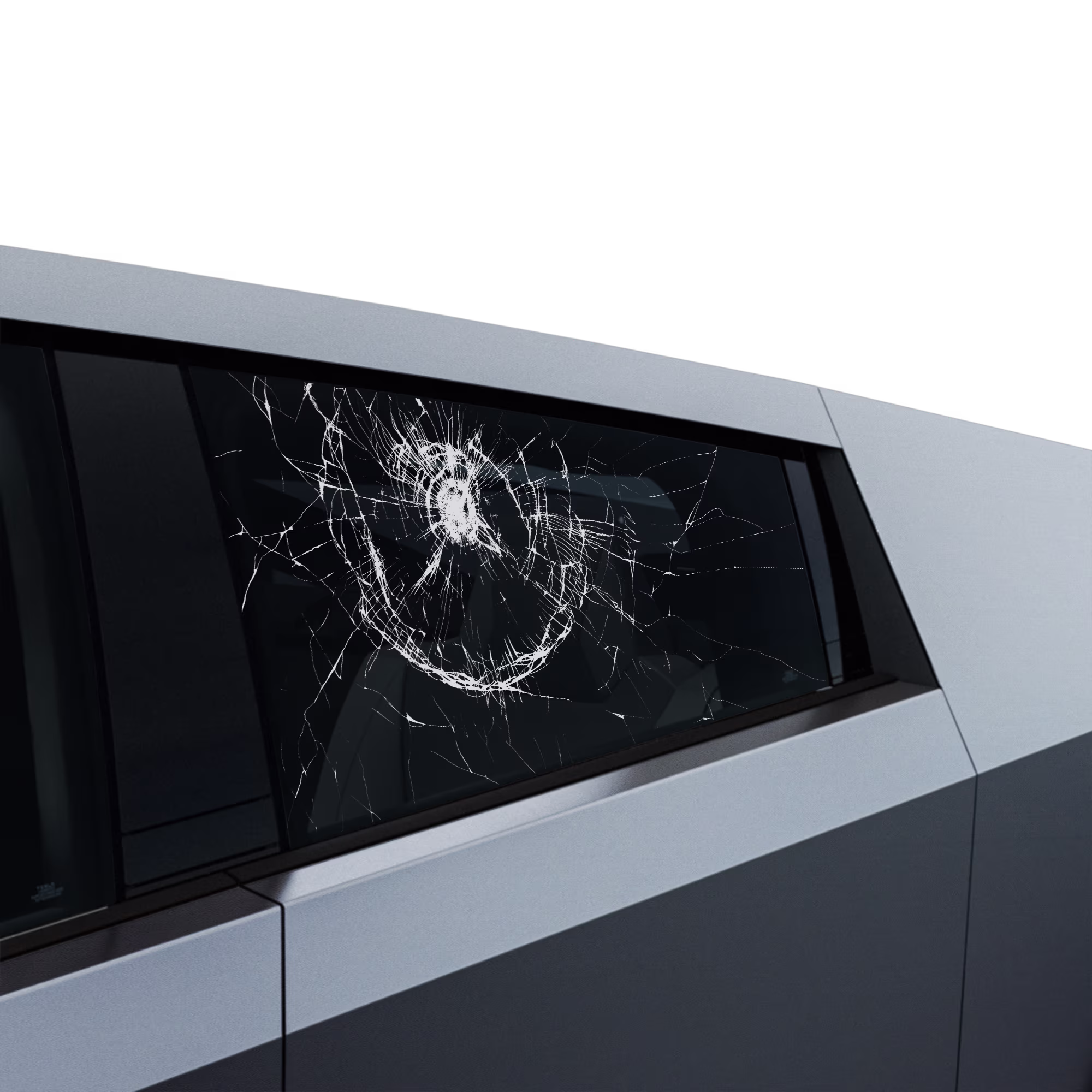 fenêtre du cybertruck cassé